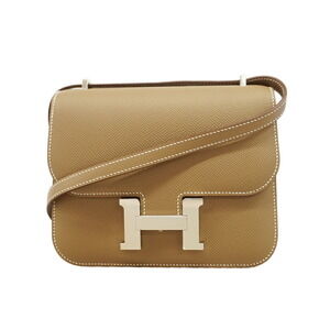 Hermes Constance Mini Shoulder Bag, Veau Epsom Leather, Etoupe, G Stamp, Wome...